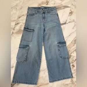 Y2K Wide Leg Cargo Jeans | Light Wash | Size 16 | Art Class